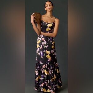 ML Monique Lhuillier Sleeveless Floral Maxi Dress